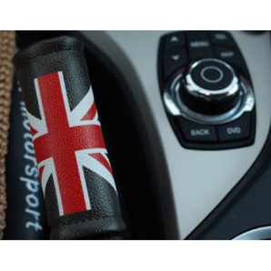 サイドブレーキ カバー PUレザー製 BMW MINI ミニクーパー ハンドブレーキ アクセサリー ユニオンジャック×グレー 送料無料の画像8