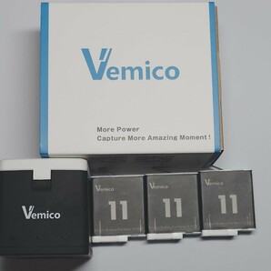 GoPro HERO12バッテリー Vemico 充電器セット 3個1800mAの画像1