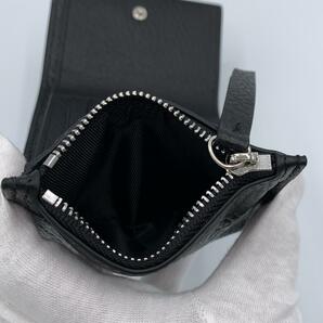 極美品④Maison Margiela メゾンマルジェラ 三つ折り 財布 レザー 4ステッチ シボ革 ブラック MM6の画像7