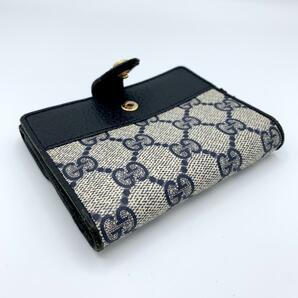 美品⑥Gucci オールドグッチ シェリーライン GG 2つ折り財布 ネイビー GGキャンバス インターロッキング GGスプリームの画像5