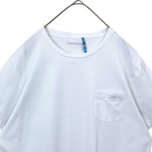 美品★L★PRADA プラダ ワンポイント 半袖Tシャツ カットソー コットン ホワイトの画像4