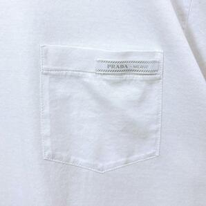 美品★L★PRADA プラダ ワンポイント 半袖Tシャツ カットソー コットン ホワイトの画像8