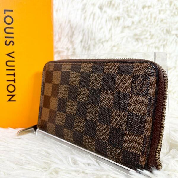 ⑬LOUIS VUITTON ルイヴィトン ダミエ エベヌ ジッピー コンパクト ウォレット カード収納多数 小銭・札入れ 長財布 ラウンドファスナー