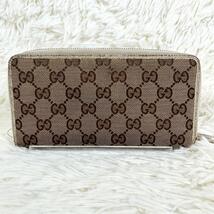 ⑲GUCCI オールドグッチ GGキャンバス×レザー ラウンドファスナー長財布 カード入れ 小銭入れ(コインケース) お札入れ ジッピーウォレット_画像3