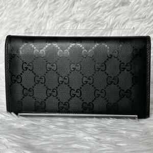 人気★Gucci グッチ インプリメ GG 2つ折り 長財布 カード・小銭・お札入れ 総柄 ブラック 黒