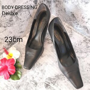 BODY DRESSING Deluxe 使いやすい黒 無地革パンプス