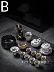 職人手作り 陶器 煎茶道具 茶壺 茶壷 急須 茶器 茶道具 湯呑 茶托 15個セット 容量：100ML