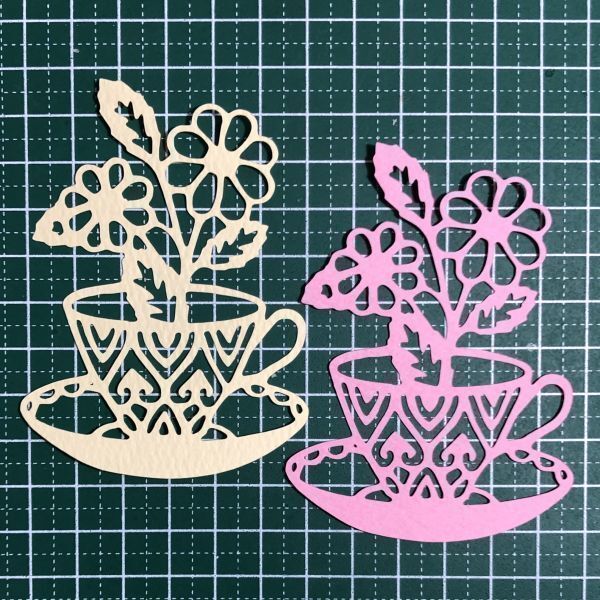 (321C) Teacup Flower [6 sets total 12 pieces] ★Cut ★★540-1★★, hand craft, handicraft, paper craft, scrapbooking