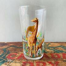 【USA vintage】animal glass コップ トラ キリン_画像2