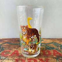 【USA vintage】animal glass コップ トラ キリン_画像1