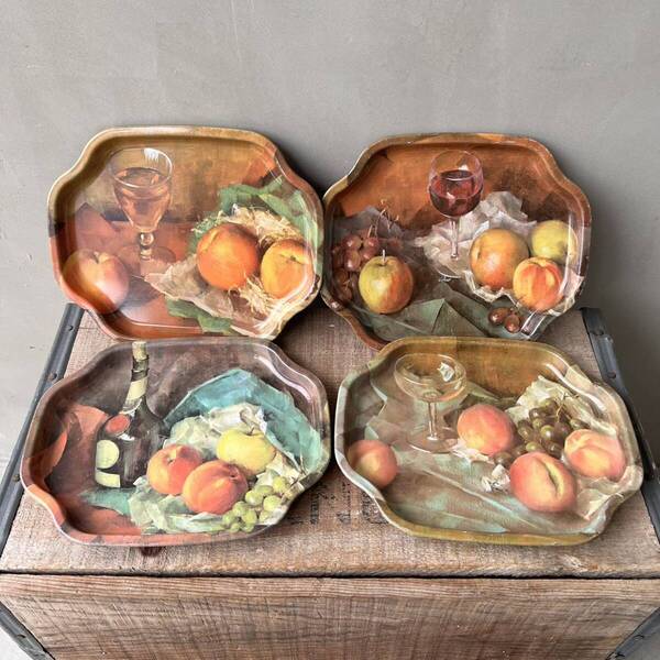 【England vintage】ELITE TRAYS 4枚セット トレー トレイ イギリス ビンテージ