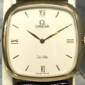 稼動品 OMEGA De Ville オメガ デビル クォーツ 195.3378 Cal.1378 8石 スクエア 純正尾錠 2針 スイス製 アンティーク メンズ腕時計の画像1