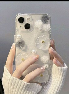 iPhone14 スマホケース おしゃれ お花立体.*・゜