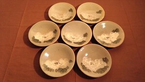 京焼　豆皿　菓子皿　蔵出し　華の図　７客