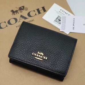 新品　COACH　折り財布　ブラック　レディース