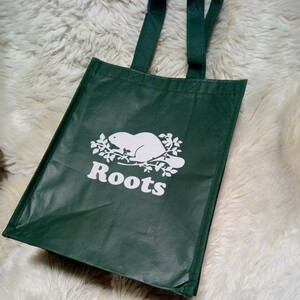 日本未上陸★ Roots Canada ルーツカナダ ビーバーロゴ ショップバッグ　エコバッグ　リユーザブルバッグ Small Green