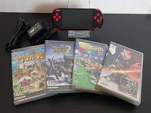 13284-05★初期化済★PSP PlayStationPortable 本体 PSP-3000 ゲームソフト4本セット★