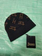 新品 定価27,500円 HERNO ヘルノ ニットキャップ ビーニー ネイビー_画像1