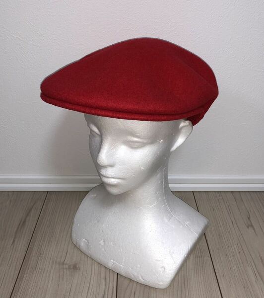 美品 KANGOL Wool 504 0258BC L カンゴール ウール ハンチング ハンチングキャップ ハンチング帽 ベレー帽 レッド 赤 Ｌ 男女兼用