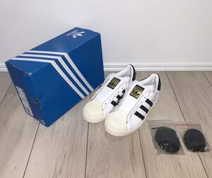 良品 adidas SUPERSTAR LACELESS FV3017 23cm アディダス オリジナルス スーパースター レースレス スリッポン ブラック ホワイト 黒 白