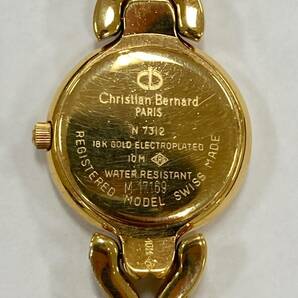 ＃12305【現状保管品/電池切れ】 CHRISTIAN BERNARD クリスチャンベルナール クオーツ 時計 シェル文字盤/ダイヤインデックス レディースの画像4