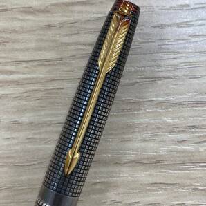 ＃12640【現状保管品/筆記未確認】PARKER/パーカー 万年筆 Sterling Silver スターリングシルバー ペン先14K 格子模様 筆記具の画像6