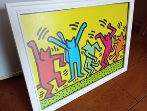 【額付ポスター】ファブリックアート キース・ヘリング　keith haring A4アートポスター　21×30cm インテリア雑貨　フレーム付き Fタイプ