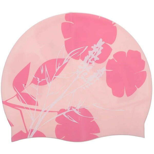 【プールに映える！】スイムキャップ花柄《フラワー柄》swimming cap　柔らかシリコン素材　ピンク