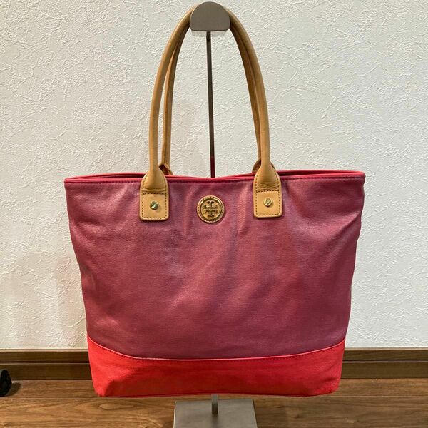 【良品】TORY BURCH トリーバーチ トートバッグ キャンパス×レザー