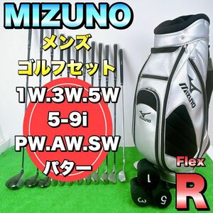 【初心者オススメ】MIZUNO ミズノ　メンズゴルフクラブセット　フレックスR キャディバッグ