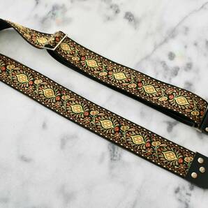 Tom's Vintage Straps【Gold Peacock】ハンドメイド ギターストラップ 本革エンド フランス製の画像4