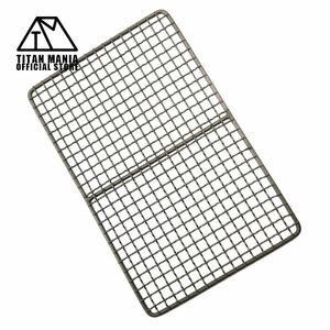 TITAN MANIA titanium mania net M barbecue gridiron titanium made Solo camp super light weight rectangle strong 25.5cm storage sack attaching camp supplies 