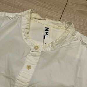 MHL. 長袖 ノーカラーシャツ Mサイズ ホワイト カラーレス スタンドカラー エムエイチエル MARGARET HOWELL マーガレットハウエルの画像3