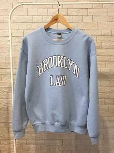 GILDAN 裏起毛 トレーナー Mサイズ ライトブルー プリント BROOKLYN LAW スウェット ギルダン ブルックリン ロースクール