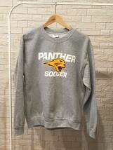 GILDAN トレーナー Mサイズ グレー プリント PANTHER SOCCER ギルダン スウェット 裏起毛 パンサー サッカー 90s ビンテージ_画像2