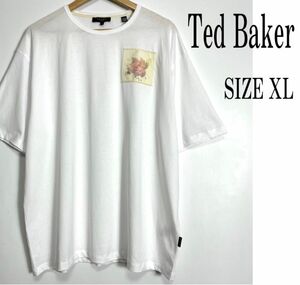 Ted Baker テッドベイカー 花柄 ワンポイント Tシャツ ホワイト 白 XL