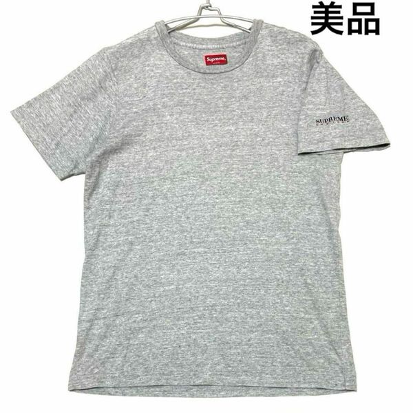 シュプリーム tシャツ 美品 刺繍ロゴ グレー S 