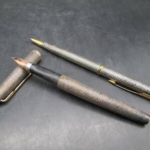 PARKER パーカー万年筆＆ボールペン STERLING CAP&BARREL 銀製 ペン先14K シルバー×ゴールドの画像1