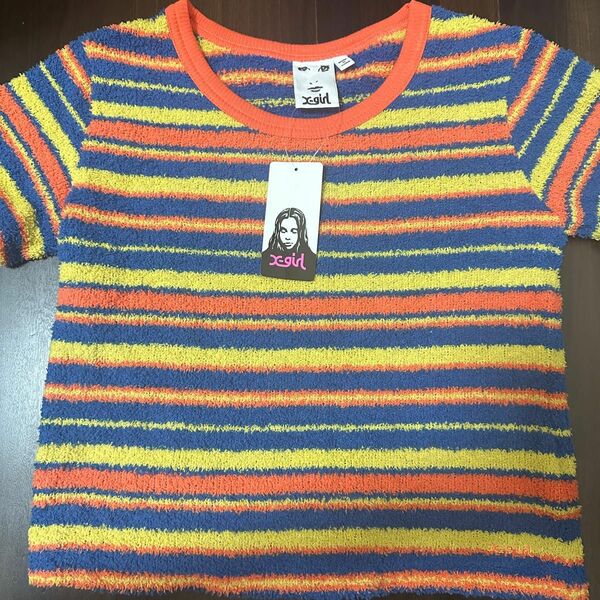 X-girl STRIPED TERRY CLOTH S/S BABY TEE