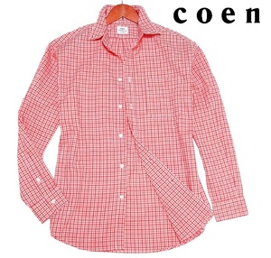 新品! コーエン coen ギンガムチェック ボタンダウン オックス シャツ レッド (XL) 送料安☆ ユナイテッドアローズ メンズ 長袖 格子 赤 LL