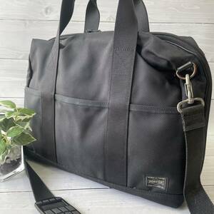 【美品】ポーター PORTER ステージ STAGE ビジネスバッグ トートバッグ 2way ブラック 黒 ブリーフケース A4可 斜め掛け メンズ バック 鞄