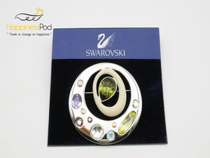 スワロフスキーSWAROVSKI　ラインストーンブローチ　金属素材×クリスタル　送料無料