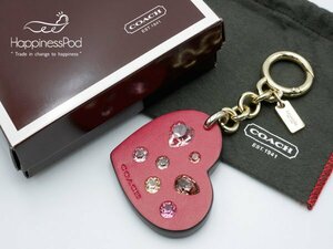  Coach COACH heart motif rhinestone charm leather × rhinestone × metal material 