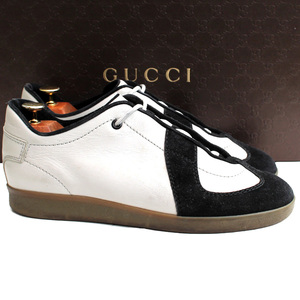 イタリア製★GUCCI グッチ★レザースニーカー 40.5E=25.5 ミドルカットスニーカー ツートン メンズ i-736