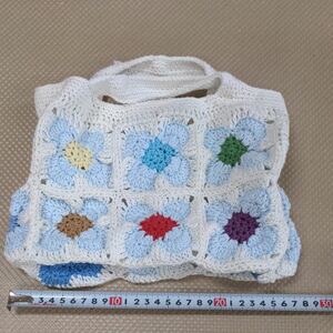 カラフル手編みモチーフ編みバッグ