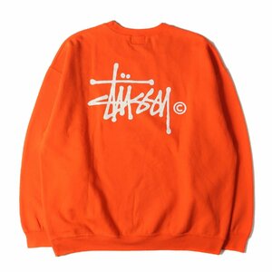 STUSSY ステューシー スウェット サイズ:S ストックロゴ クルーネック スウェットシャツ オレンジ トップス トレーナー 長袖 ストリート