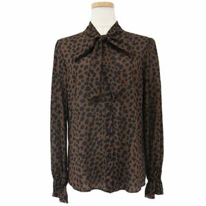 HYSTERIC GLAMOUR Hysteric Glamour блуза рубашка tops Brown длинный рукав bow Thai пуховка рукав Leopard принт леопардовая расцветка 