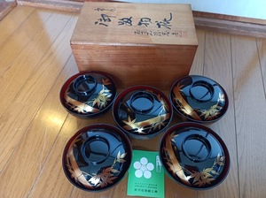 山中漆器　お吸物椀　5客　未使用　長期保管品