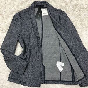 希少L！ザラマン【圧倒的高級感】ZARA MAN テーラードジャケット アンコン ネイビーグレー ボタン無し カーディガン ストレッチ 春◎