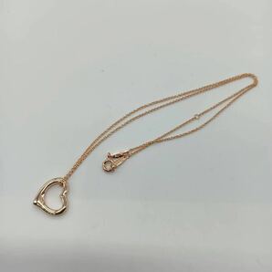 1円〜 TIFFANY&Co. ティファニー オープンハート ネックレス ペンダント AU750 ローズゴールド 18K 16mm ピンクゴールド 付属品有りの画像9